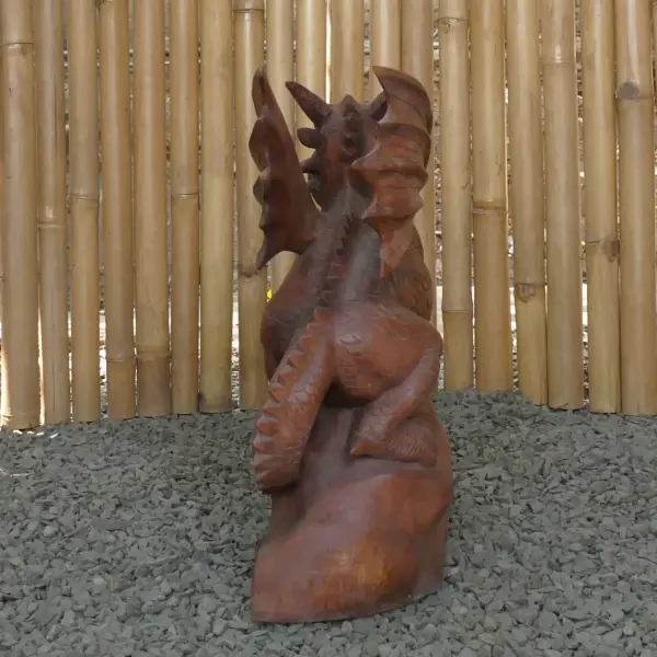 Product image 5 of the product “Dragon with leg lifted on the left made from suar wood, about 50cm Height ”
